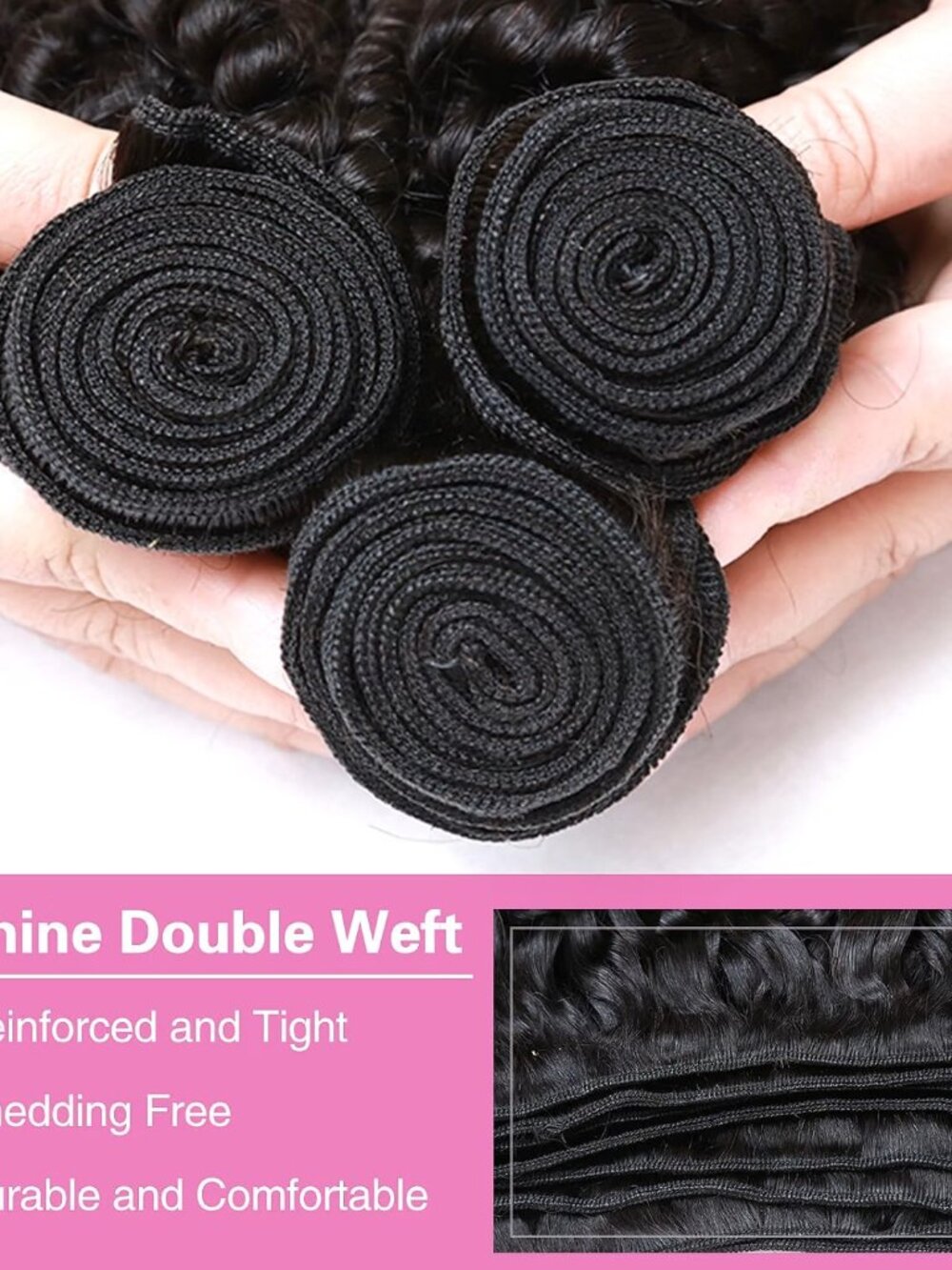 Naatooh 16" Deep Wave Brazilian Human Hair Bundles